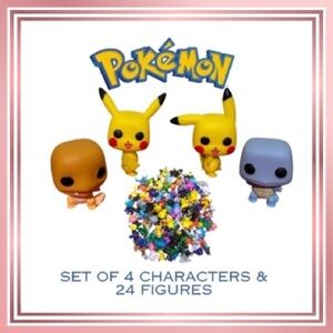 POKEMON Set of 4 Squish Figures & a 24-Piece Pokemon Figure Set